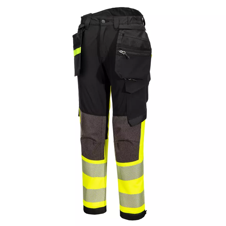 Portwest EV442YBT, EV4 Hi-Vis Stretch Detachable Holster Class 1 Trousers, Yellow/Black Tall, image 3, gallery thumbnail