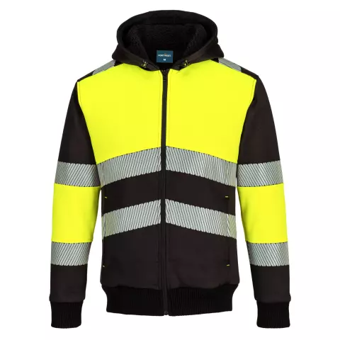 Portwest PW3 Zipped Class 1 Winter Hoodie, Yellow/Black
