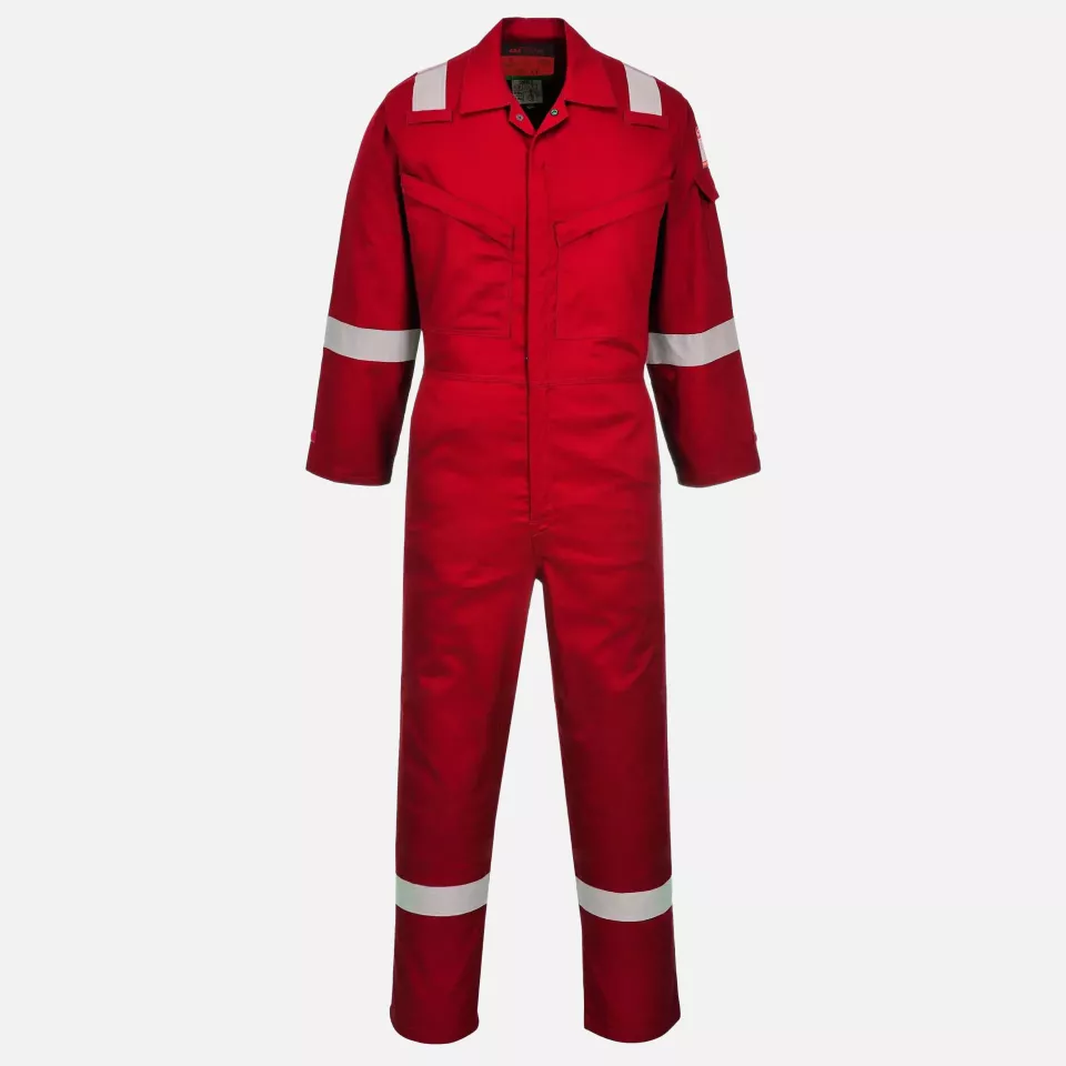 Portwest AF73RER, Araflame Silver Coverall, Red, image 2, gallery thumbnail