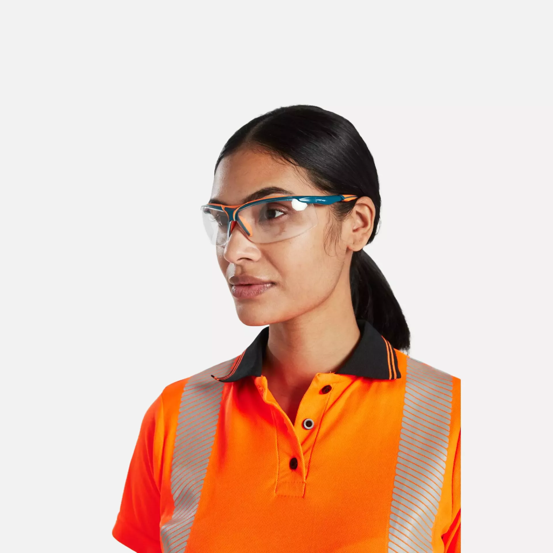Portwest LW72OBR, Hi-Vis Women's Cotton Comfort Pro Polo Shirt S/S, Orange/Black, image 8