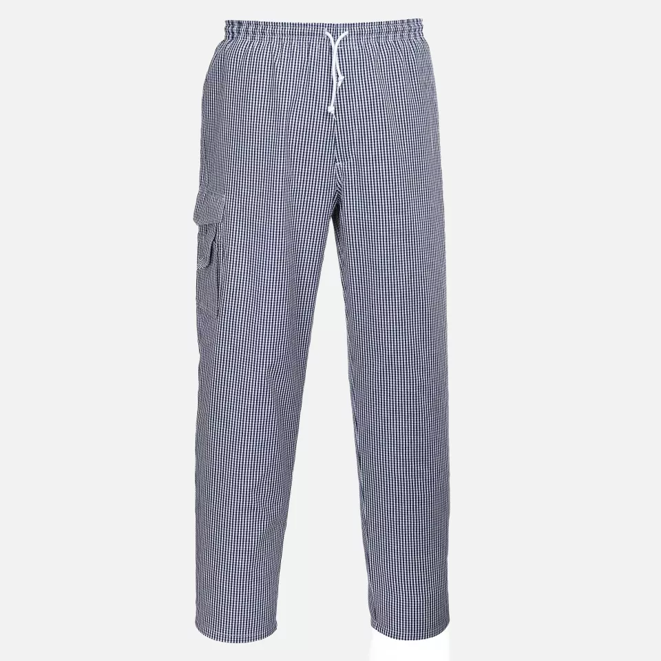 Portwest C078CHR, Chef's Chester Trousers, Blue Check, image 1, gallery thumbnail