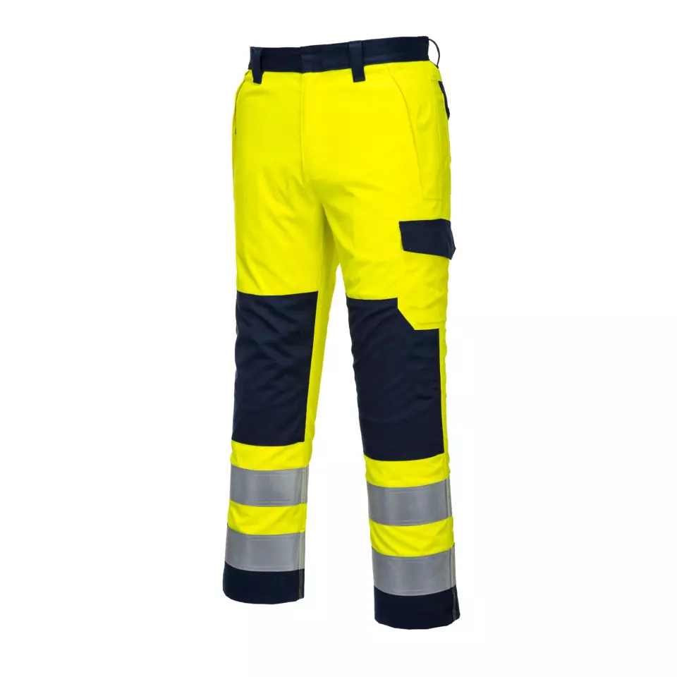 Portwest MV46YNR, Hi-Vis Modaflame Trousers, Yellow/Navy, image 4, gallery thumbnail