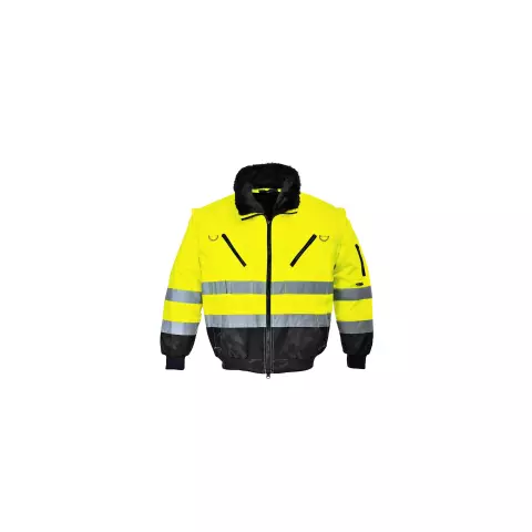 Portwest Hi-Vis 3-in-1 Contrast Pilot Jacket, Yellow/Black