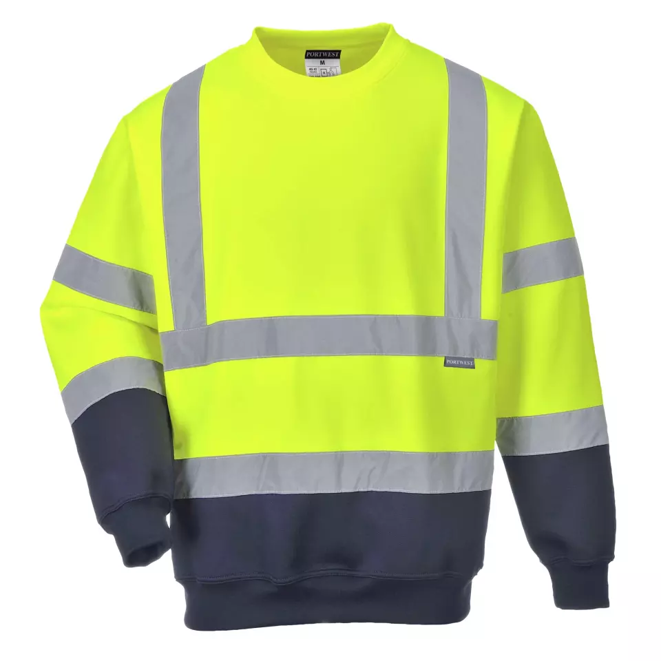 Portwest B306YNR, Hi-Vis Contrast Sweatshirt, Yellow/Navy, image 1, gallery thumbnail