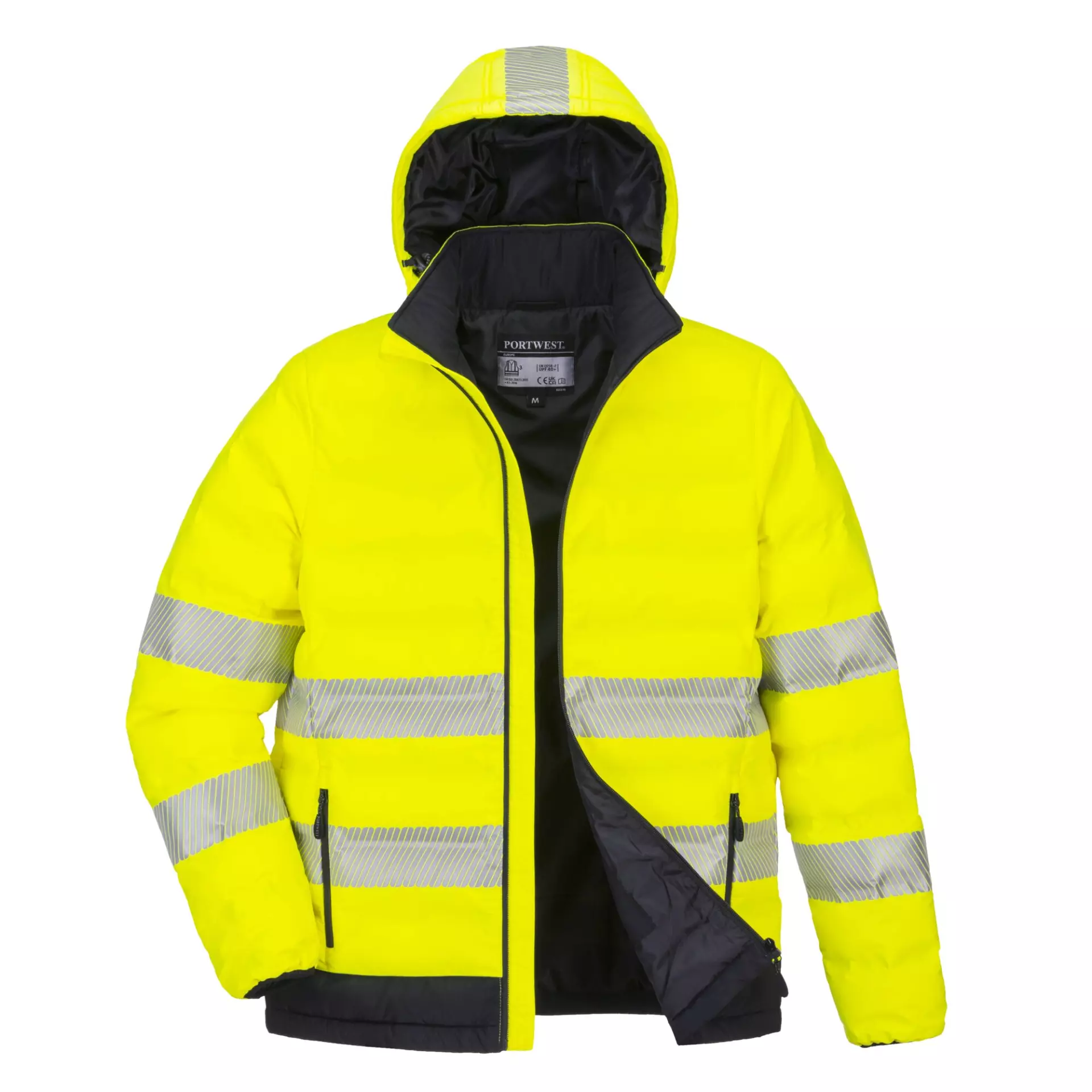Portwest S548YBR, Hi-Vis Ultrasonic Heated Tunnel Jacket, Yellow/Black, image 3