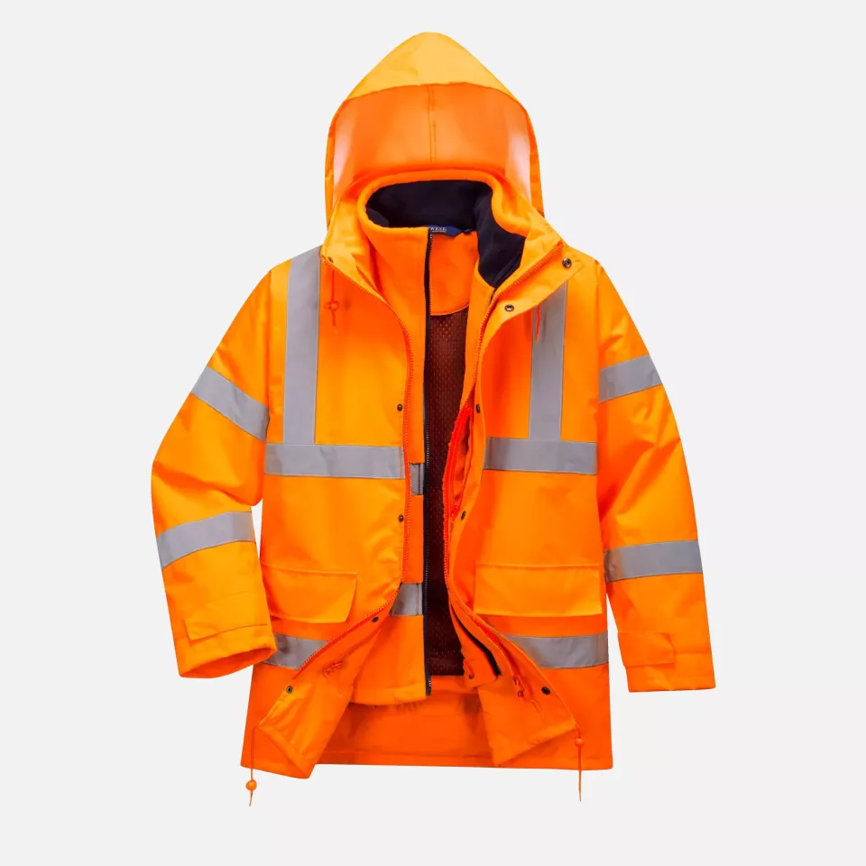Portwest RT63ORR, Hi-Vis Breathable Interactive Rain Traffic Jacket, Orange, image 3, gallery thumbnail