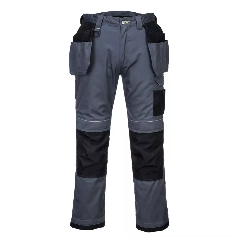Portwest T602ZBS, PW3 Holster Work Trousers, Zoom Grey/Black Short