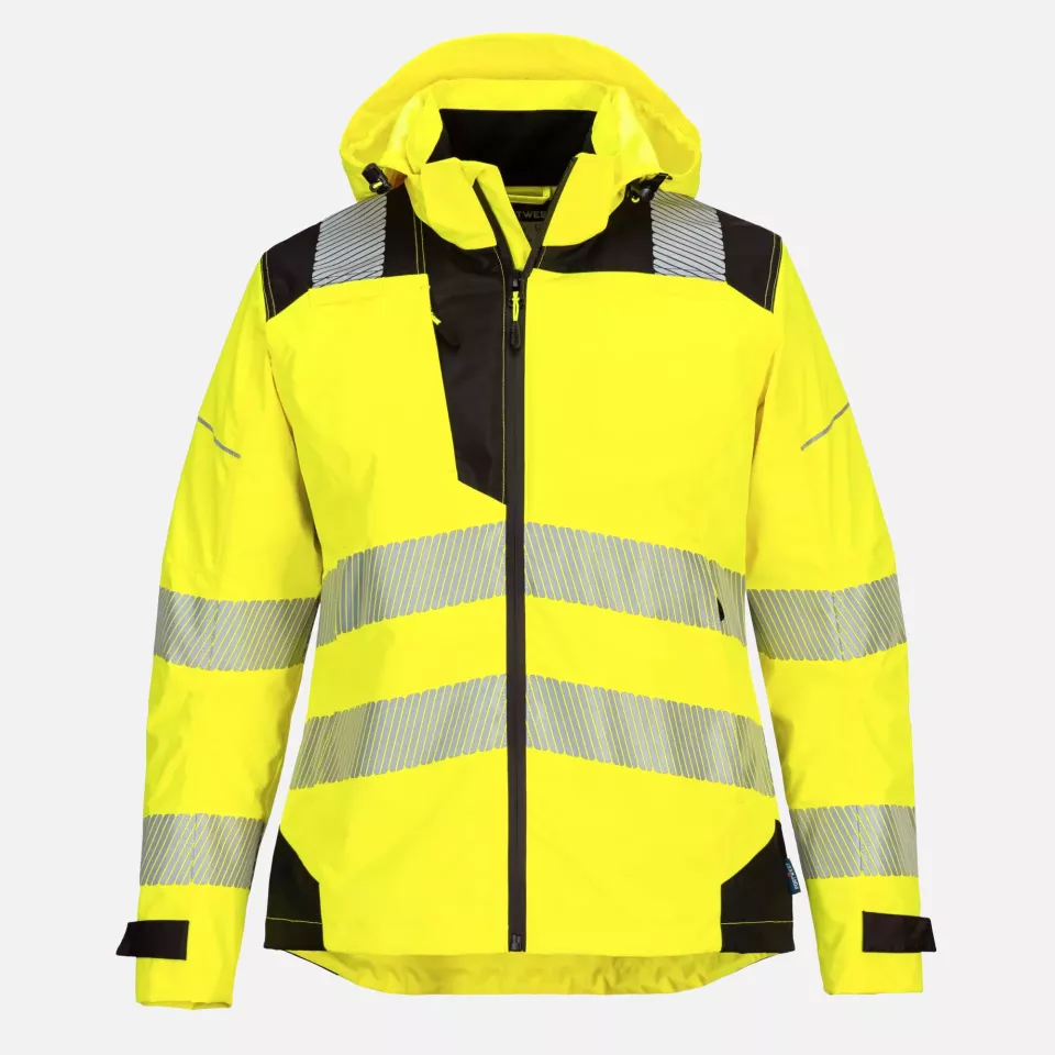 Portwest PW389YBR, PW3 Hi-Vis Women's Rain Jacket, Yellow/Black, image 1, gallery thumbnail