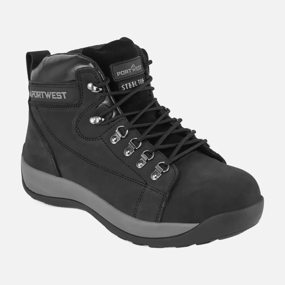 Portwest FW31BKR, Steelite Mid Cut Nubuck Boot SB HRO, Black, image 2, gallery thumbnail