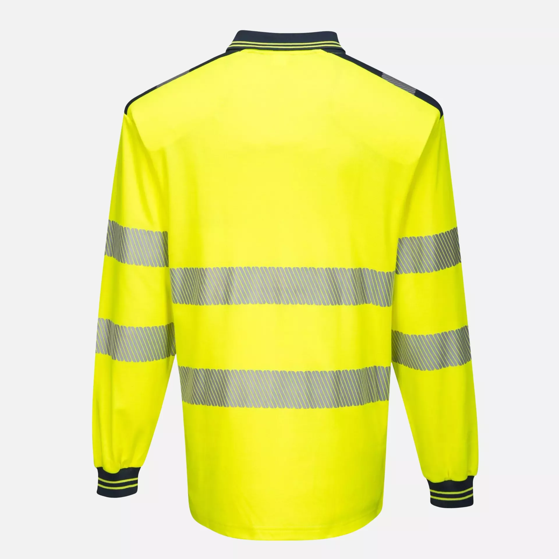 Portwest T184YNR, PW3 Hi-Vis Cotton Comfort Langarm Poloshirt, Gelb/Marine, image 2