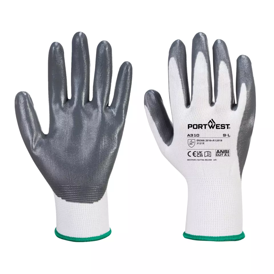 Portwest VB310W7R, Vending Flexo Grip Glove, White/Grey, image 3, gallery thumbnail
