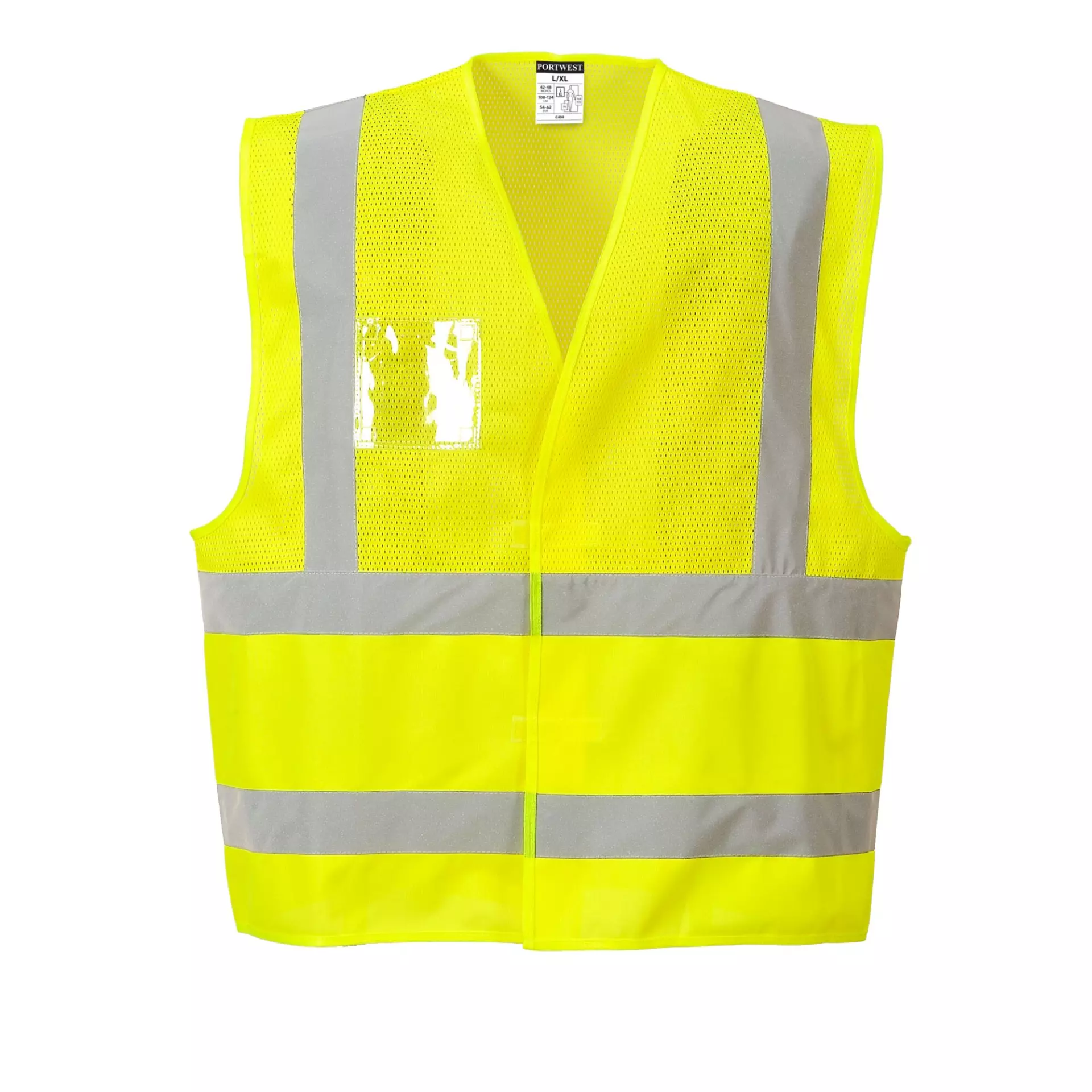 Portwest C494YER, Hi-Vis Half Mesh Two Band Vest, Yellow, image 2