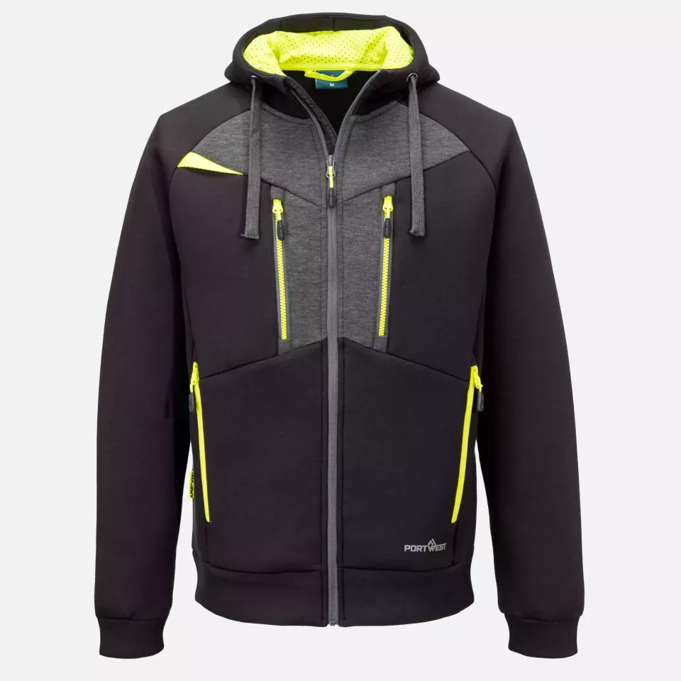 Portwest DX472BKR, DX4 Zipped Hoodie, Black, image 1, gallery thumbnail