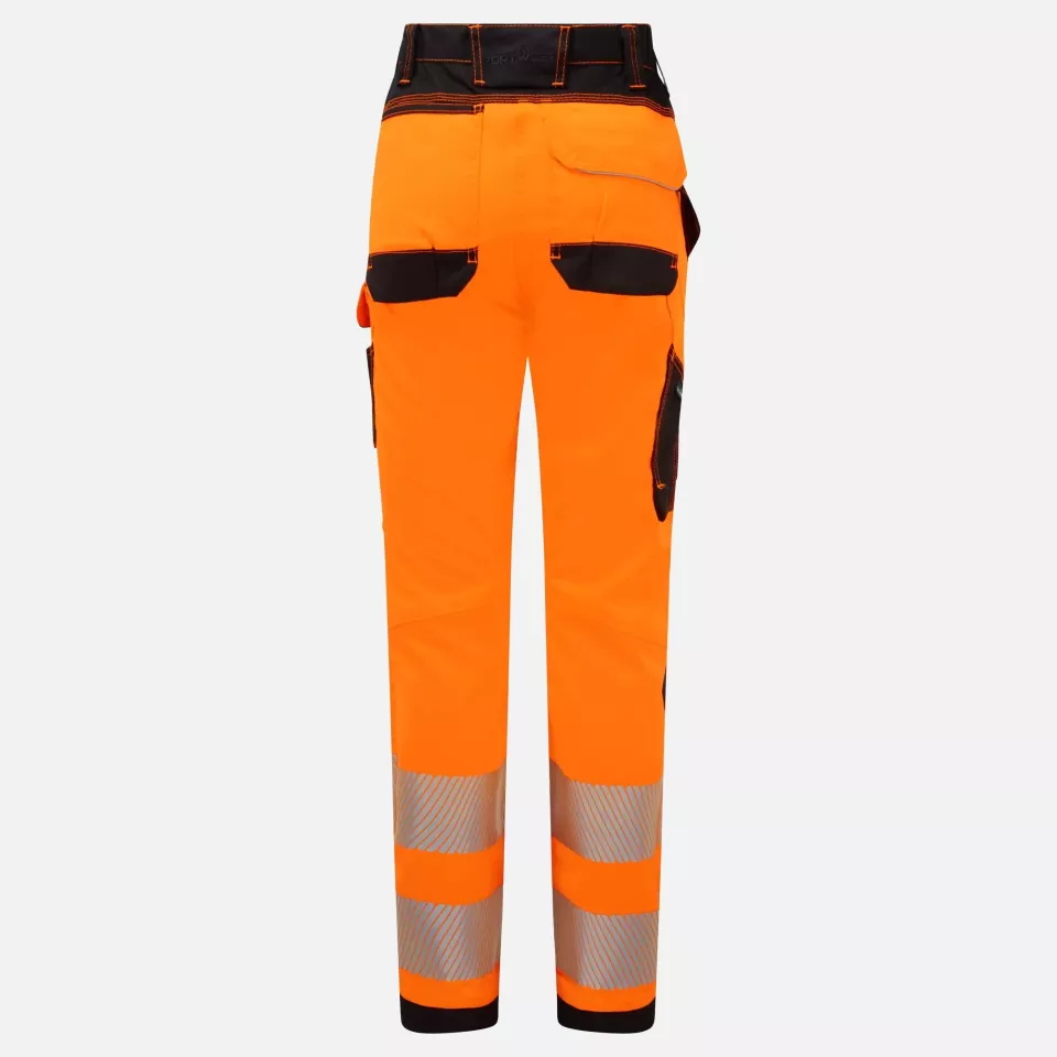 Portwest PW385OBR, PW3 Hi-Vis Women's Stretch Work Trousers, Orange/Black, image 2, gallery thumbnail