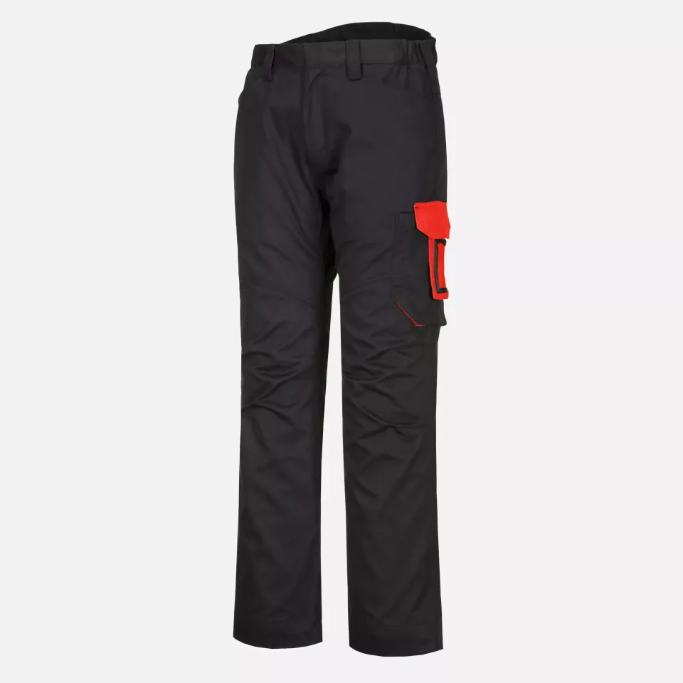 Portwest PW240BDR, PW2 Service Trousers, Black/Red, image 1, gallery thumbnail