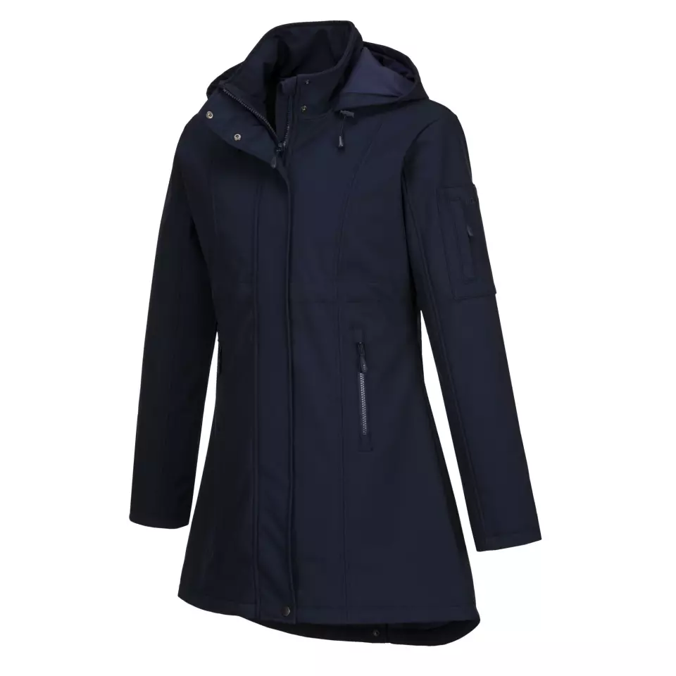 Portwest TK42NAR, Carla Women's Hooded Softshell Jacket (3L), Navy, image 5, gallery thumbnail