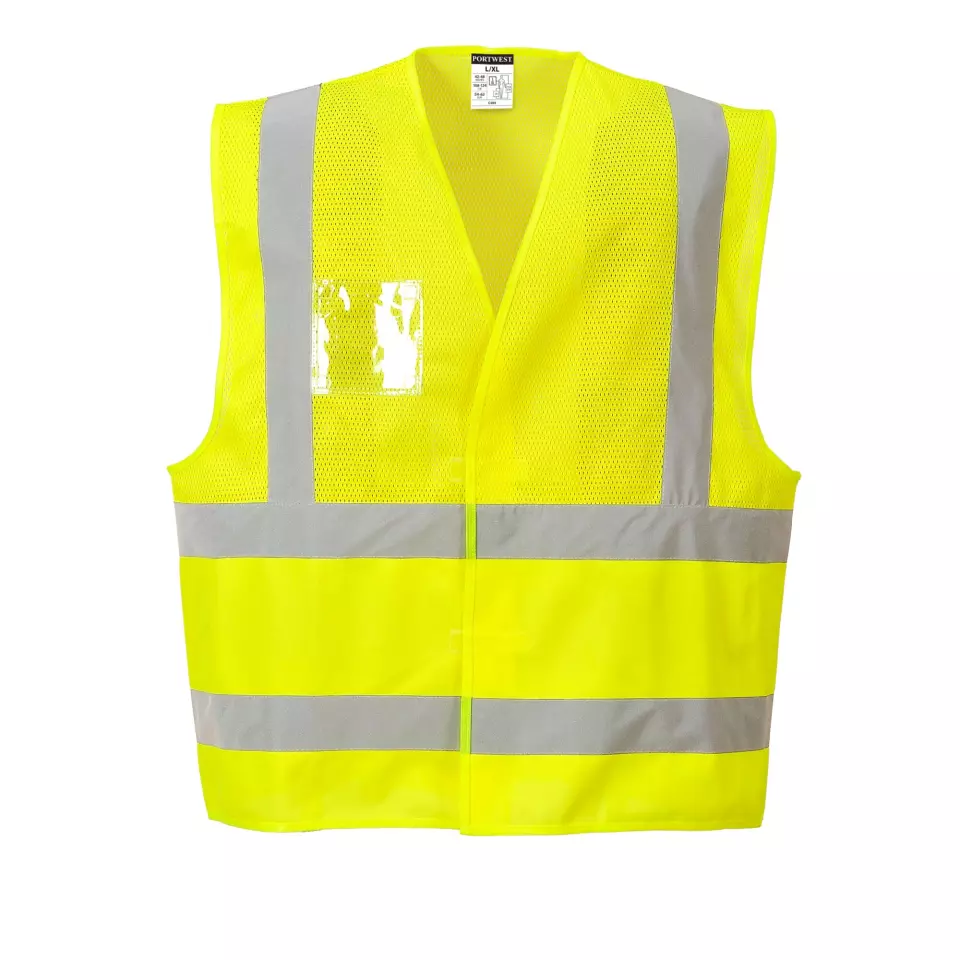 Portwest C494YER, Hi-Vis Half Mesh Two Band Vest, Yellow, image 2, gallery thumbnail
