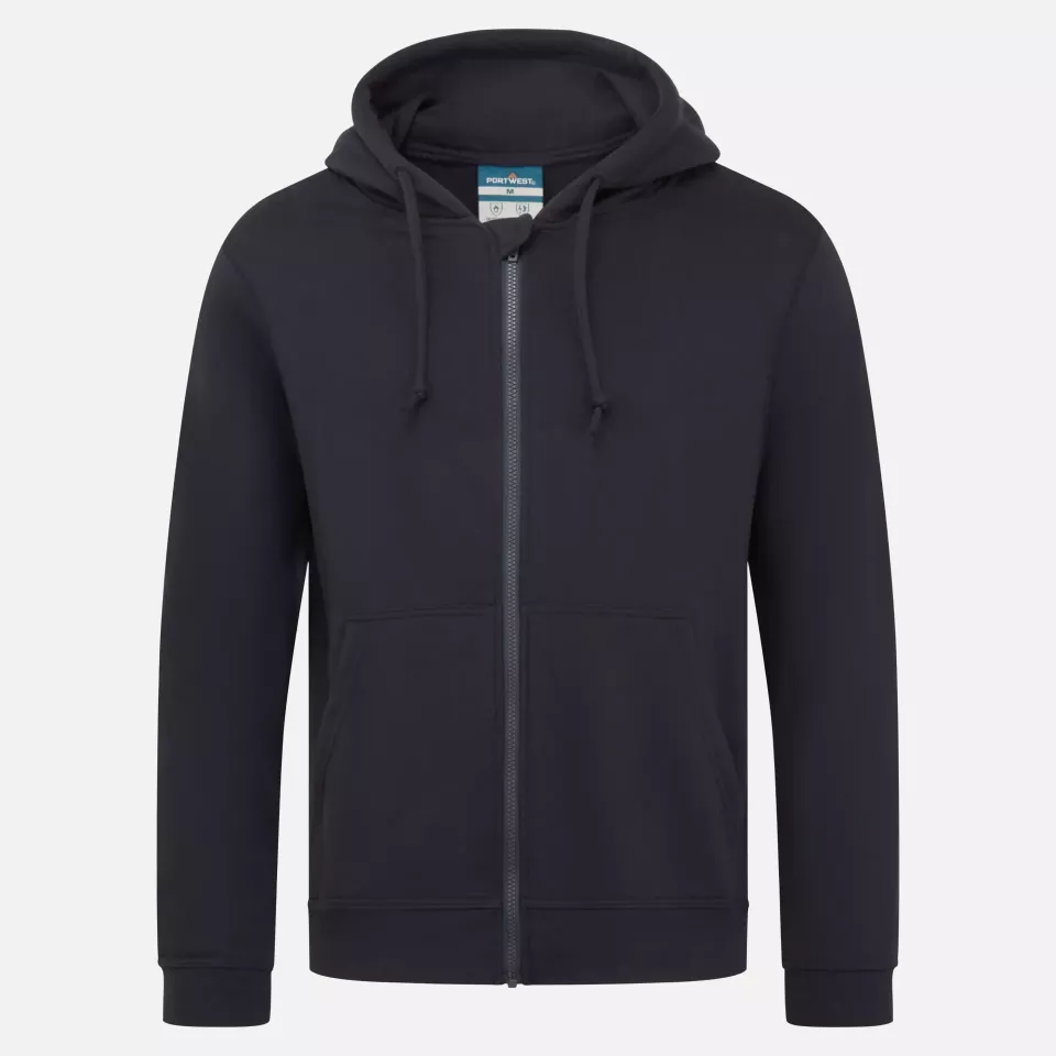 Portwest FR81NAR, Modaflame Knit Zip Front Hooded FR Sweatshirt, Navy, image 1, gallery thumbnail