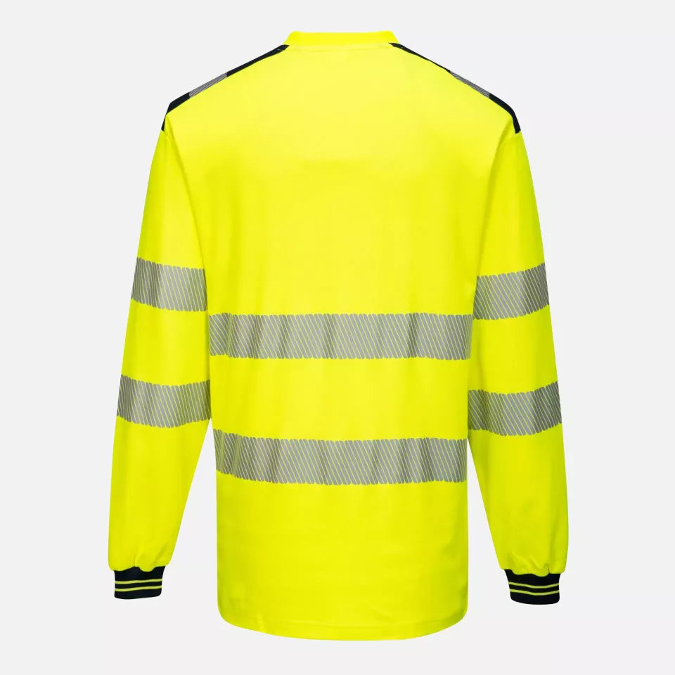 Portwest T185YBR, PW3 Hi-Vis Cotton Comfort T-Shirt L/S, Yellow/Black, image 2, gallery thumbnail