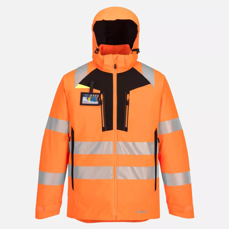 Portwest DX461OBR, DX4 Hi-Vis Winter Jacket, Orange/Black, image 3, gallery thumbnail