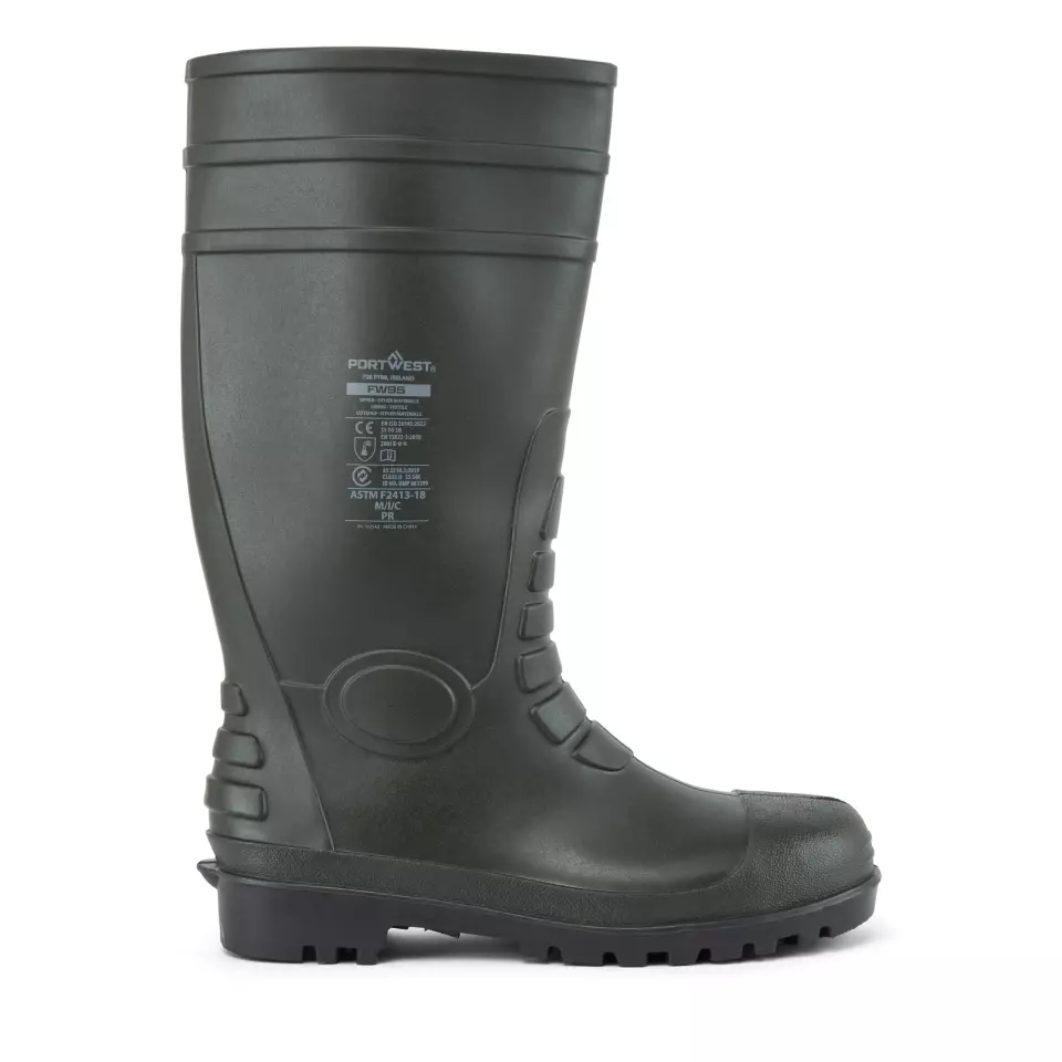 Portwest FW95GNR, Wellington Steel PVC S5 FO, Green, image 1, gallery thumbnail