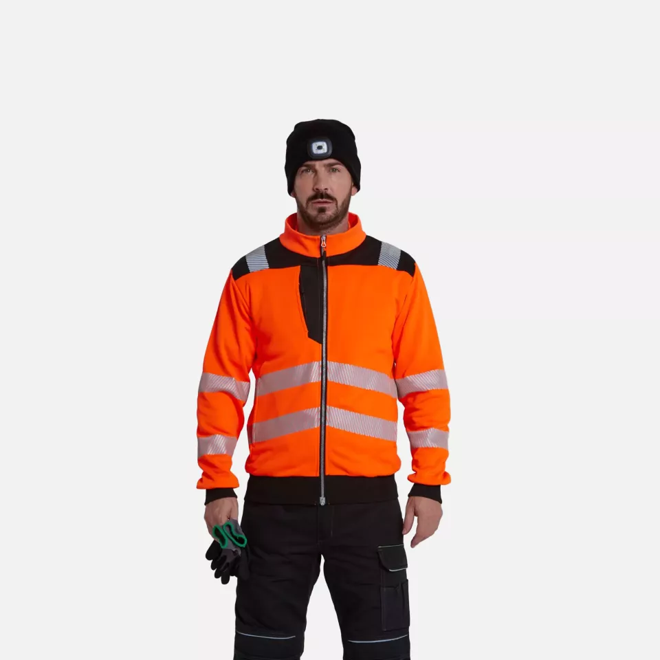 Portwest PW370OBR, PW3 Hi-Vis Zip Sweatshirt, Orange/Black, image 3, gallery thumbnail