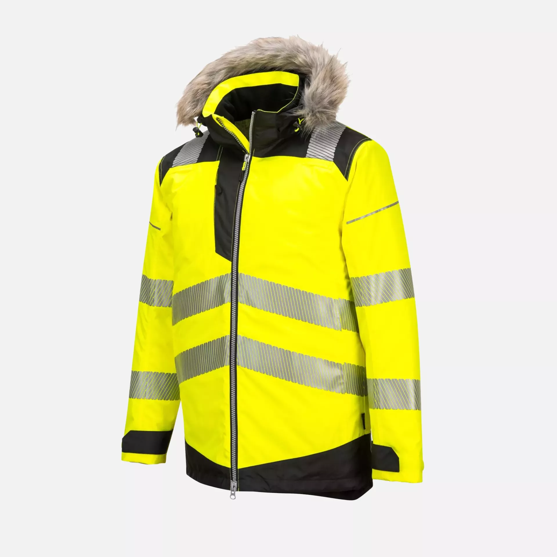 Portwest PW369YBR, PW3 Hi-Vis Winter Parka Jacket, Yellow/Black, image 3