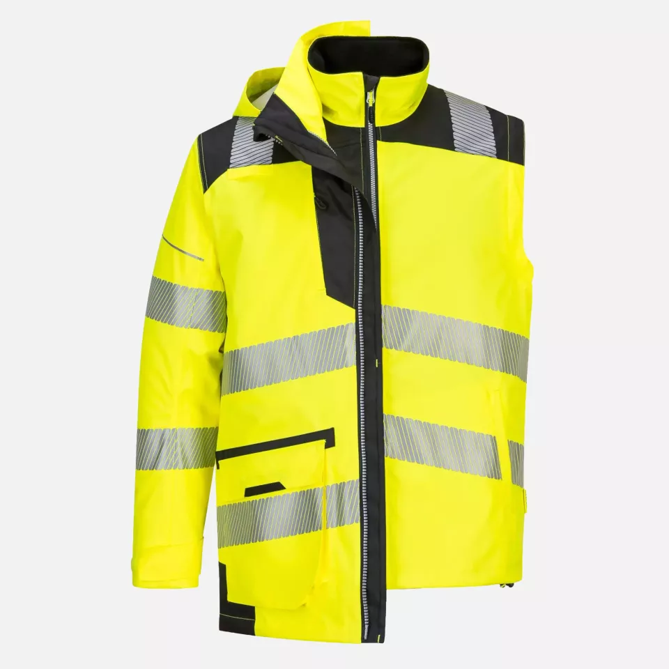Portwest PW367YBR, PW3 Hi-Vis Breathable 5-in-1 Jacket, Yellow/Black, image 1, gallery thumbnail