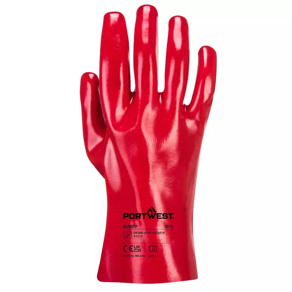 Portwest A427RER, Grip 12 PVC Stulpenhandschuh 27 cm, Größe XL, Rot, image 1, gallery thumbnail
