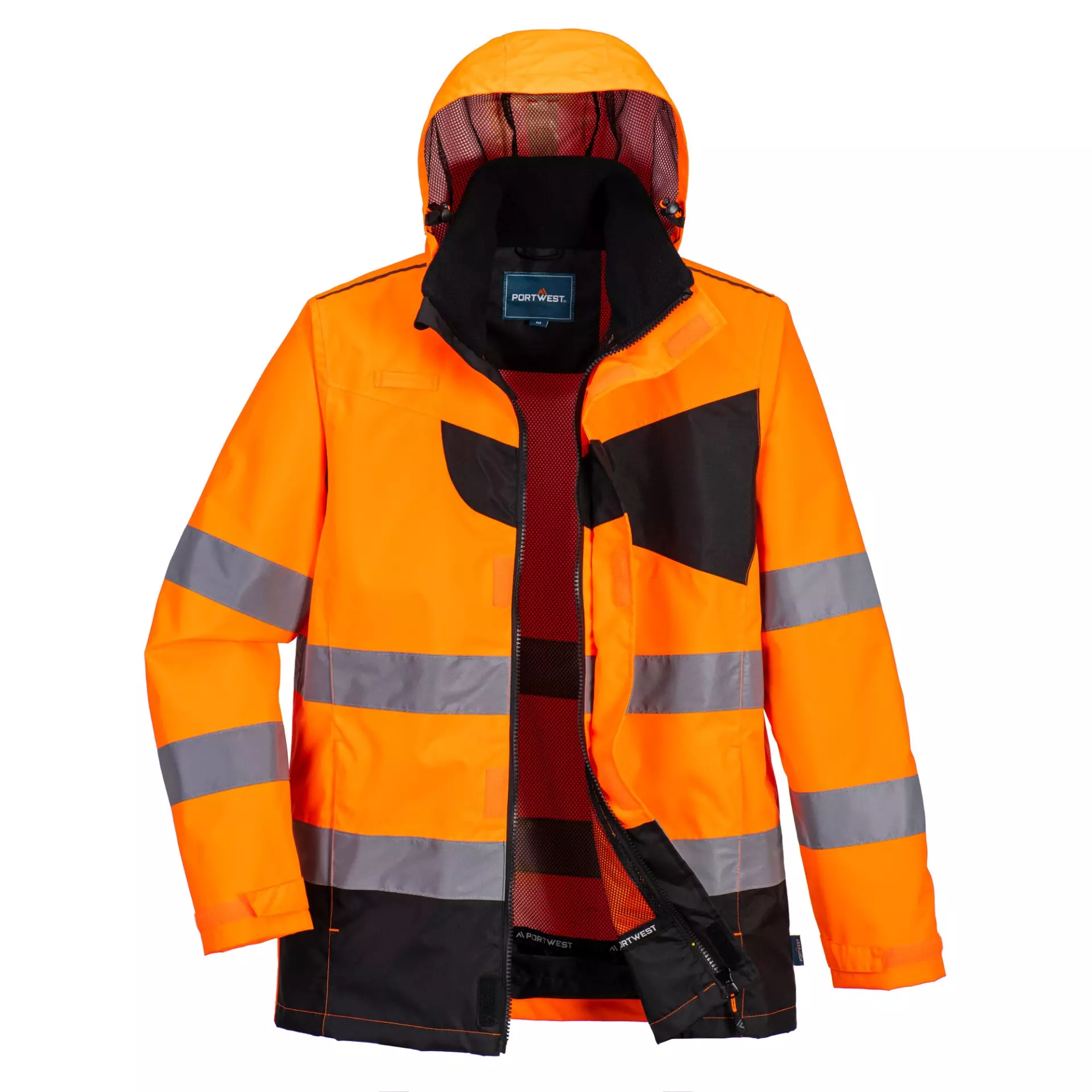 Portwest PW265OBR, PW2 Hi-Vis Rain Jacket, Orange/Black, image 3