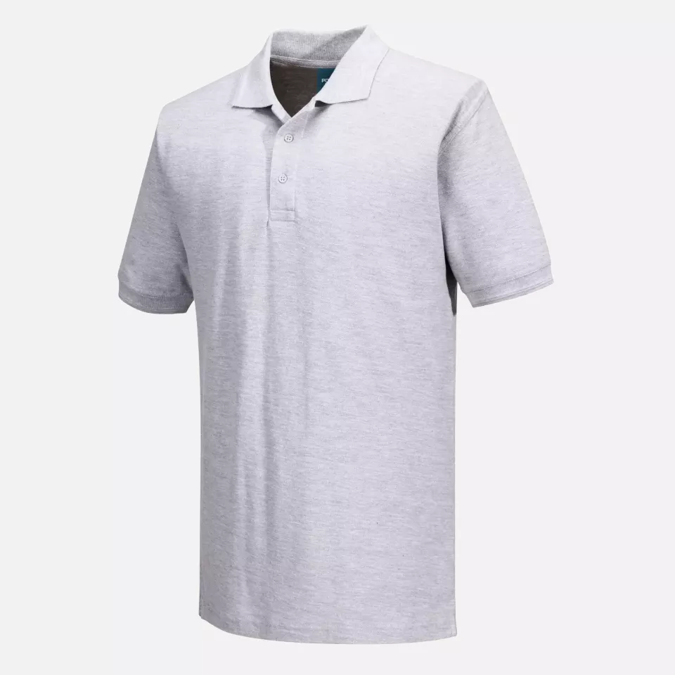 Portwest B210HGR, Naples Polo Shirt S/S, Heather Grey, image 3, gallery thumbnail