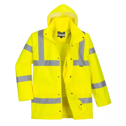 Portwest Hi-Vis Breathable Rain Traffic Jacket, Yellow