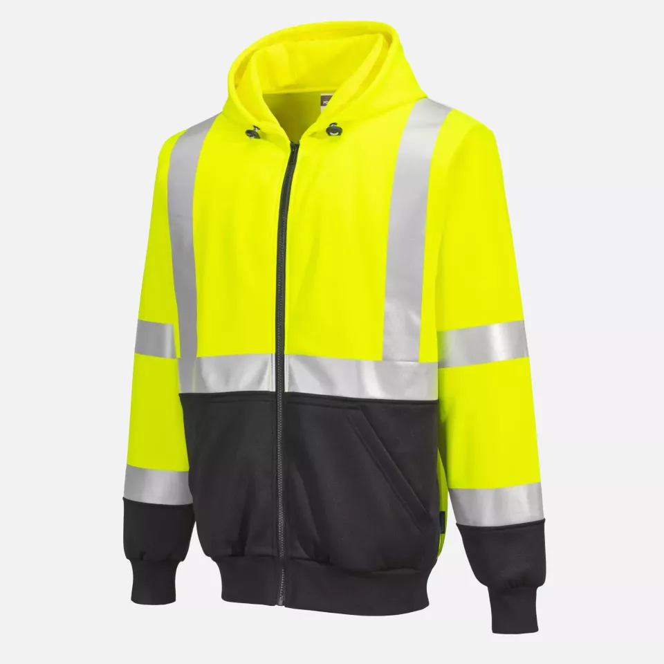 Portwest B315YBR, Hi-Vis Contrast Zipped Hoodie, Yellow/Black, image 6, gallery thumbnail