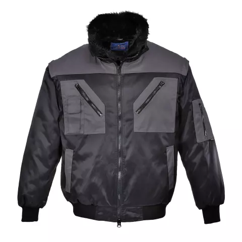 Portwest Two Tone Pilot Jacket, Black/Grey