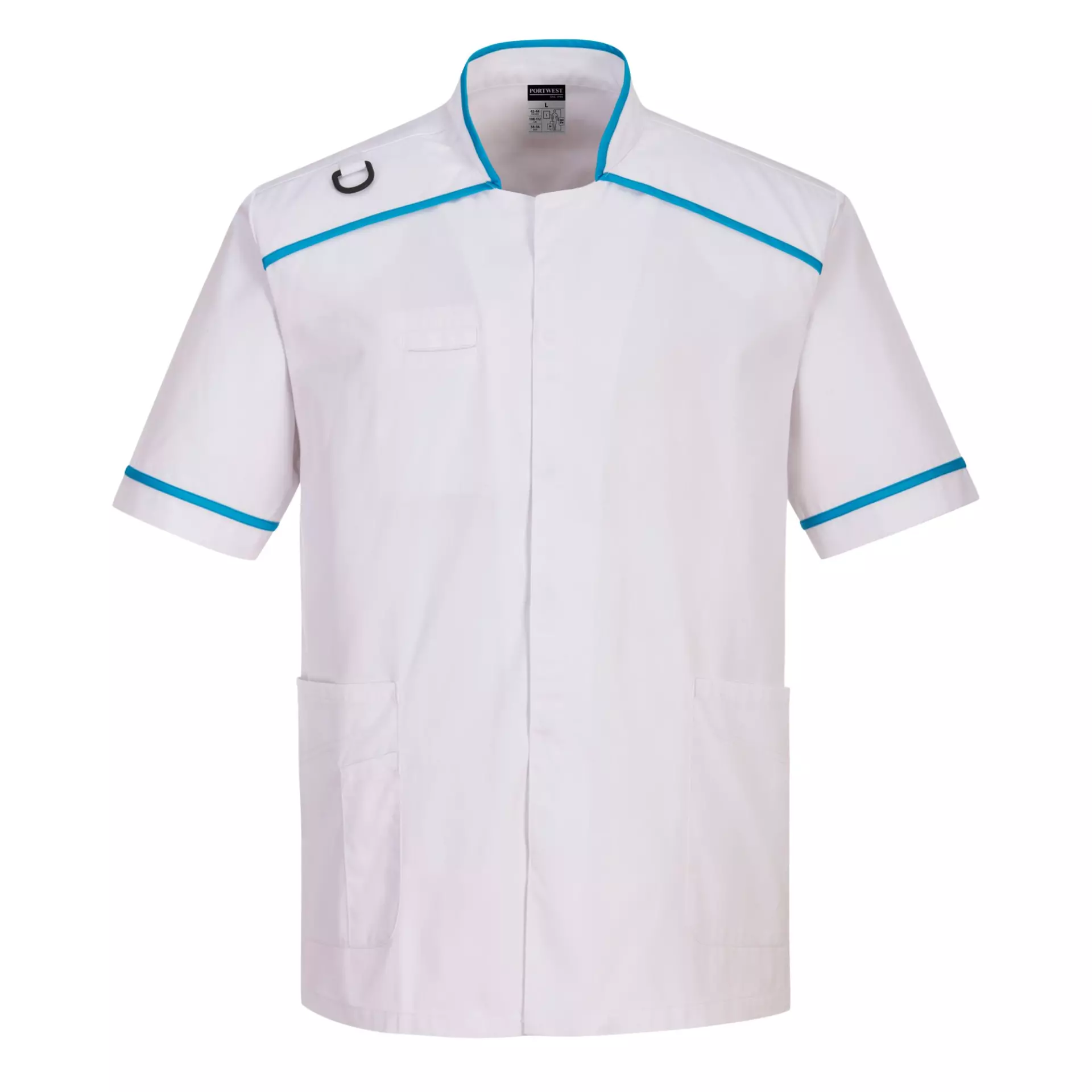 Portwest C821WAR, Men's Medical Tunic, White/Aqua, image 1