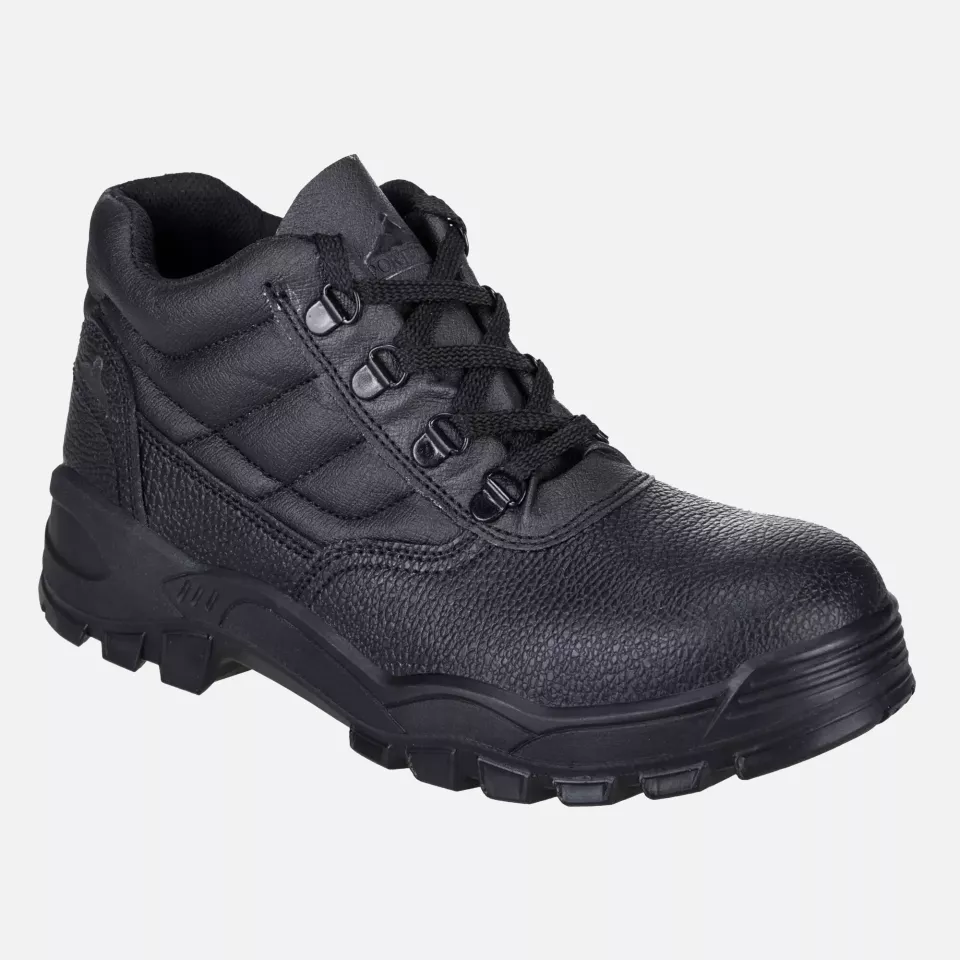 Portwest FW10BKR, Steel Split Leather Mid Boot S1P SR, Black, image 1, gallery thumbnail