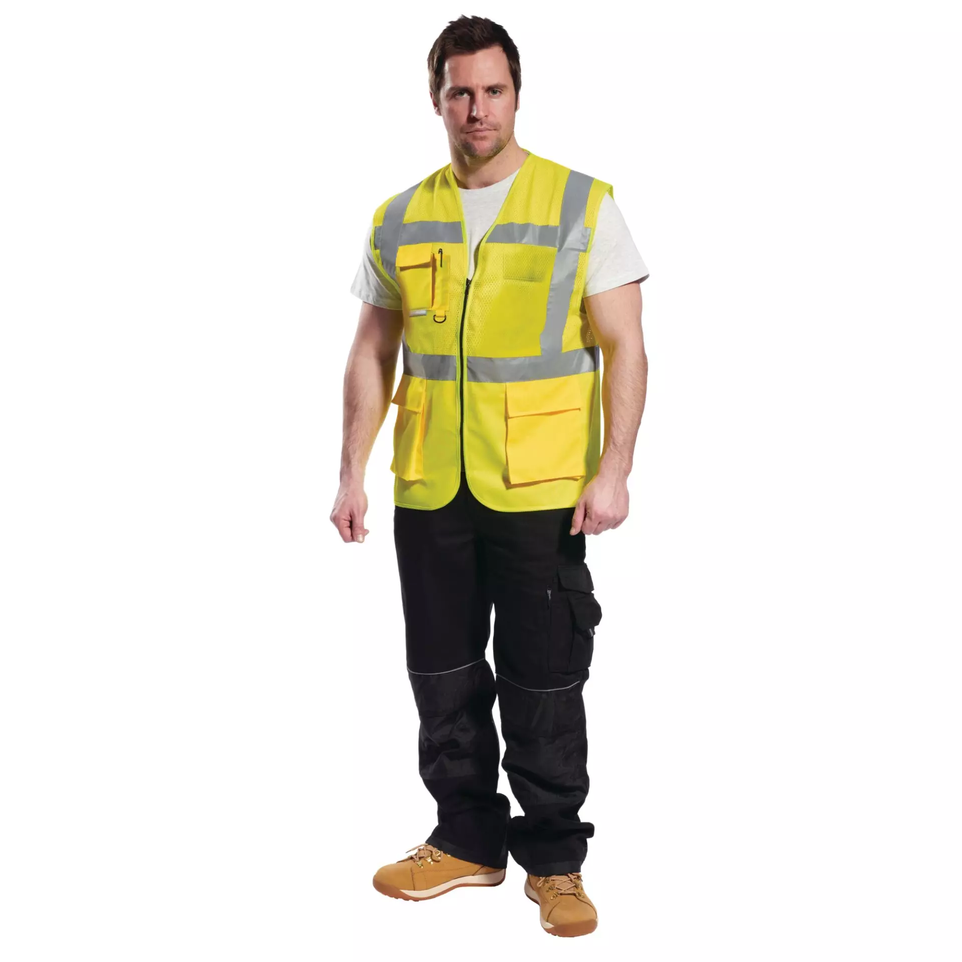 Portwest C496YER, Madrid Hi-Vis Half Mesh Executive Vest, Yellow, image 3