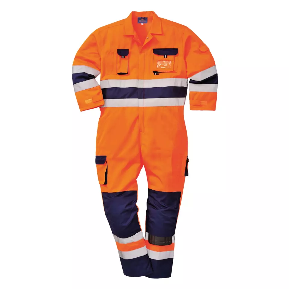Portwest TX55ONR, Nantes Hi-Vis Contrast Work Coverall, Orange/Navy, image 3, gallery thumbnail