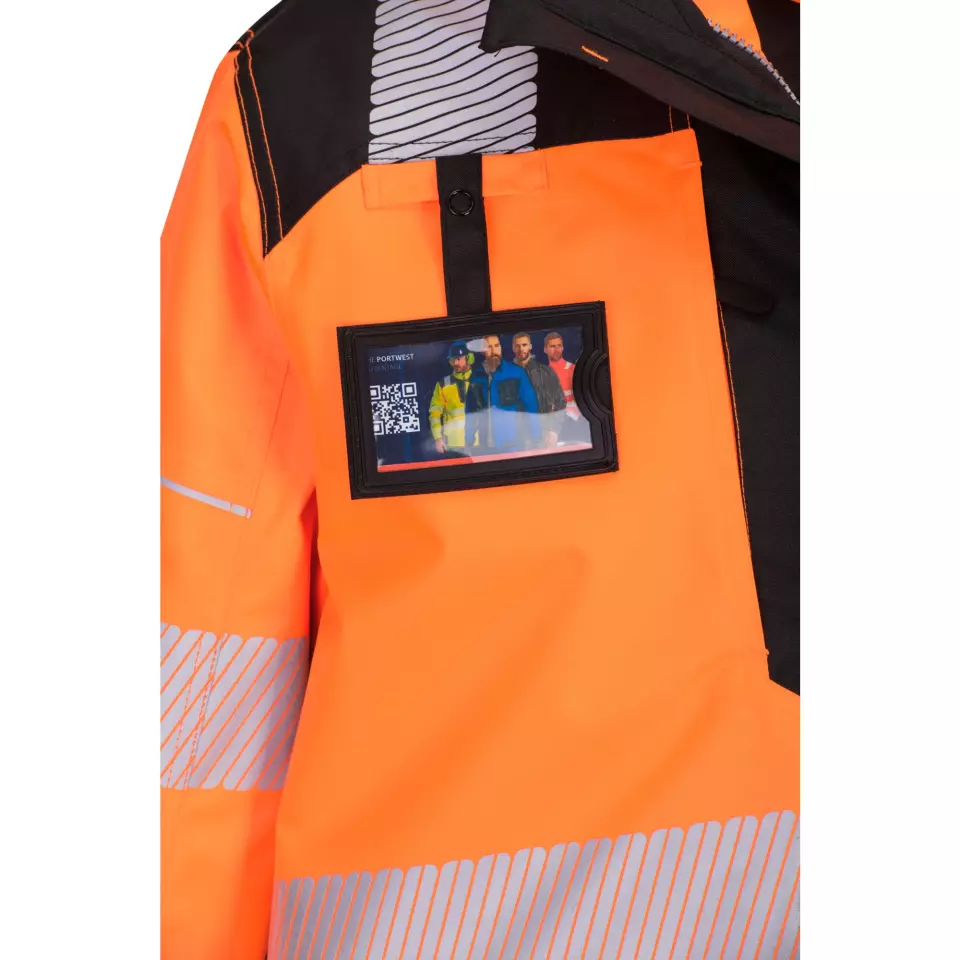 Portwest PW367OBR, PW3 Hi-Vis Breathable 5-in-1 Jacket, Orange/Black, image 4, gallery thumbnail