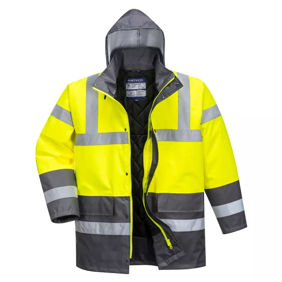 Portwest S466YGY, Hi-Vis Contrast Winter Traffic Jacket, Yellow/Grey, image 1, gallery thumbnail