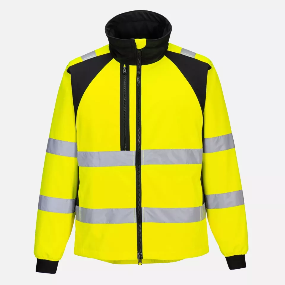 Portwest CD875YBR, WX2 Eco Hi-Vis Softshell (2L), Yellow/Black, image 1, gallery thumbnail