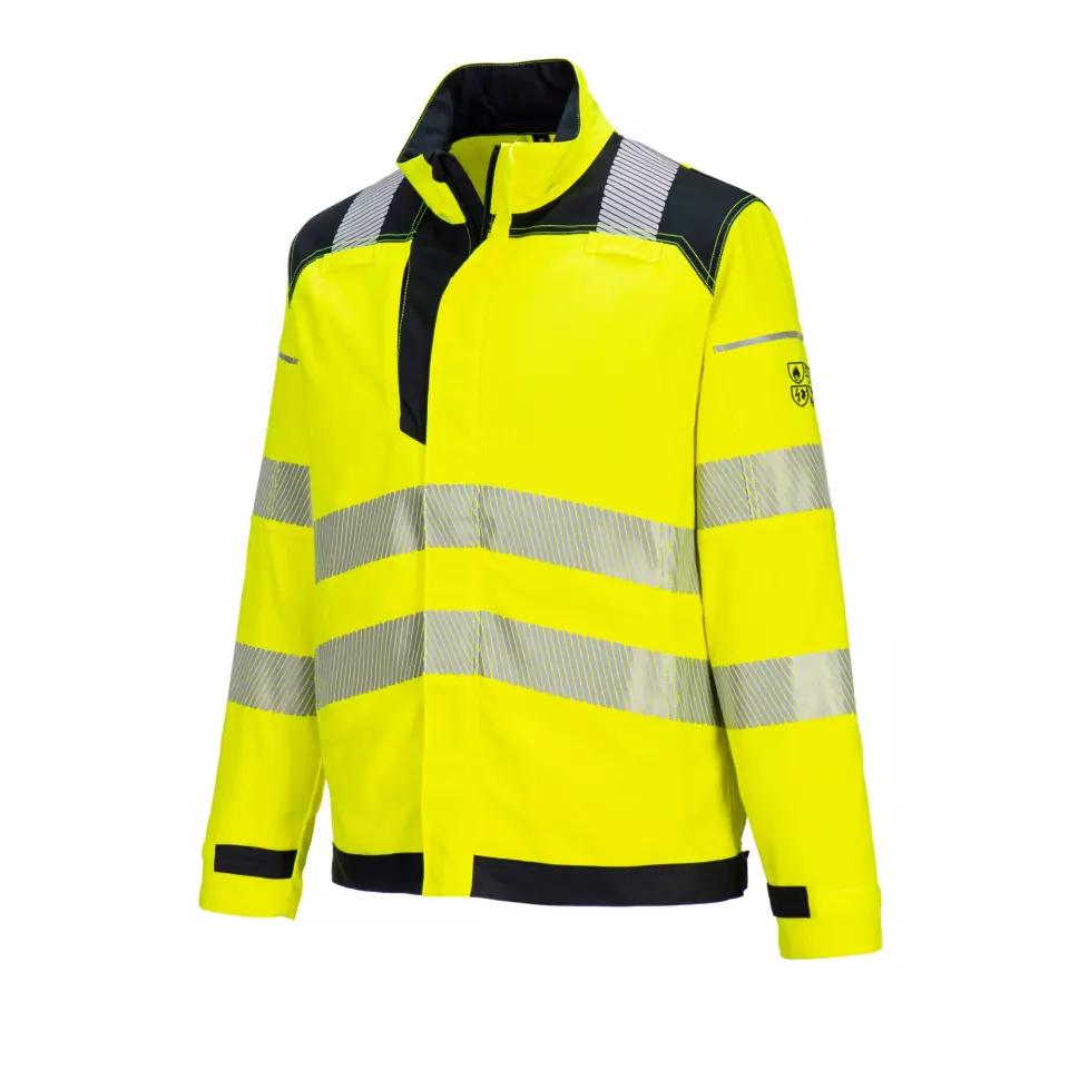 Portwest FR714YBR, PW3 FR Modaflame Hi-Vis Work Jacket, Yellow/Black, image 3, gallery thumbnail