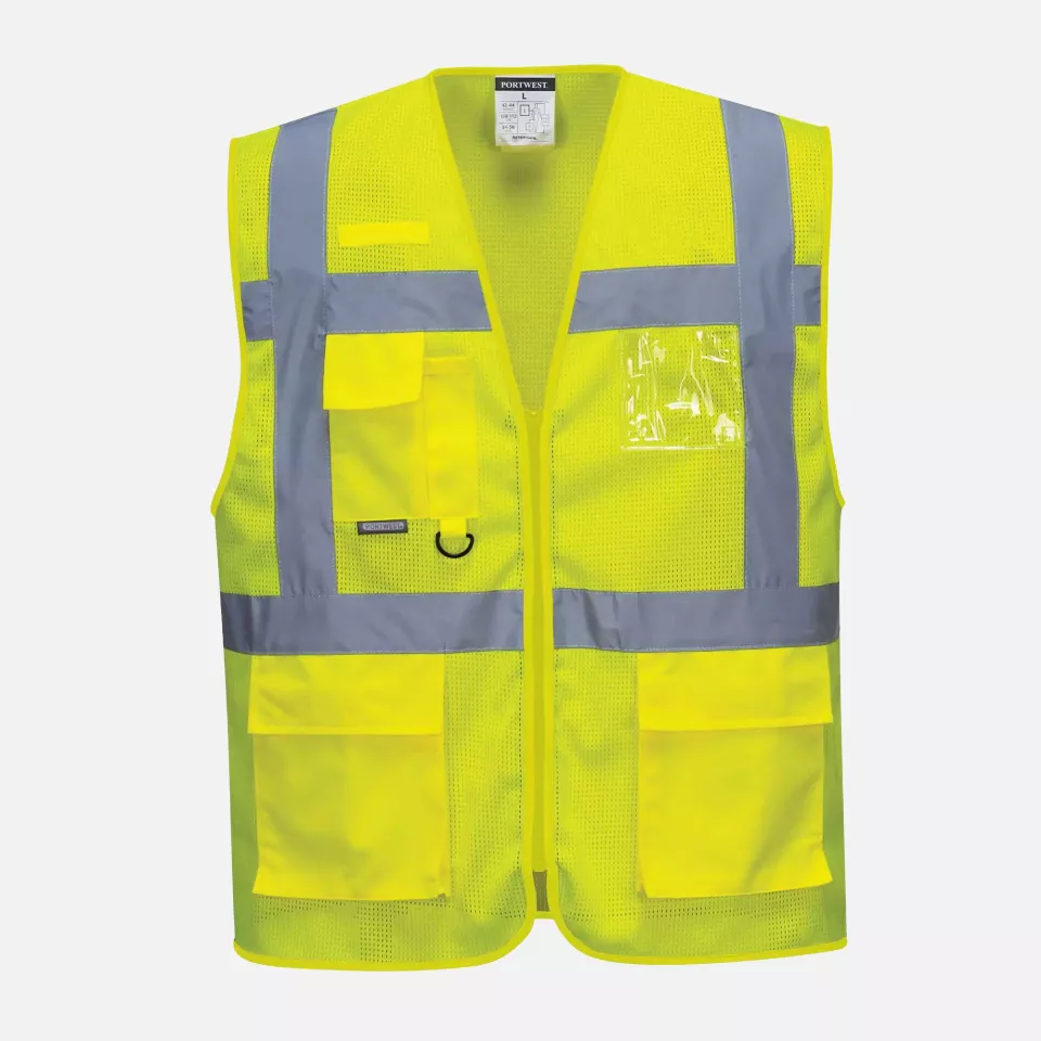Portwest C376YER, Athens Hi-Vis Mesh Executive Vest, Yellow, image 1, gallery thumbnail