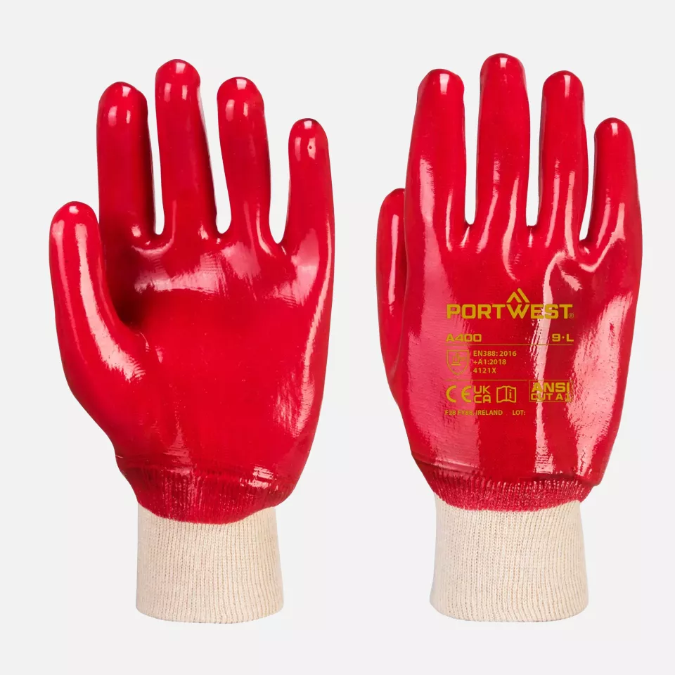 Portwest A400RER, PVC Knitwrist, Red, image 3, gallery thumbnail