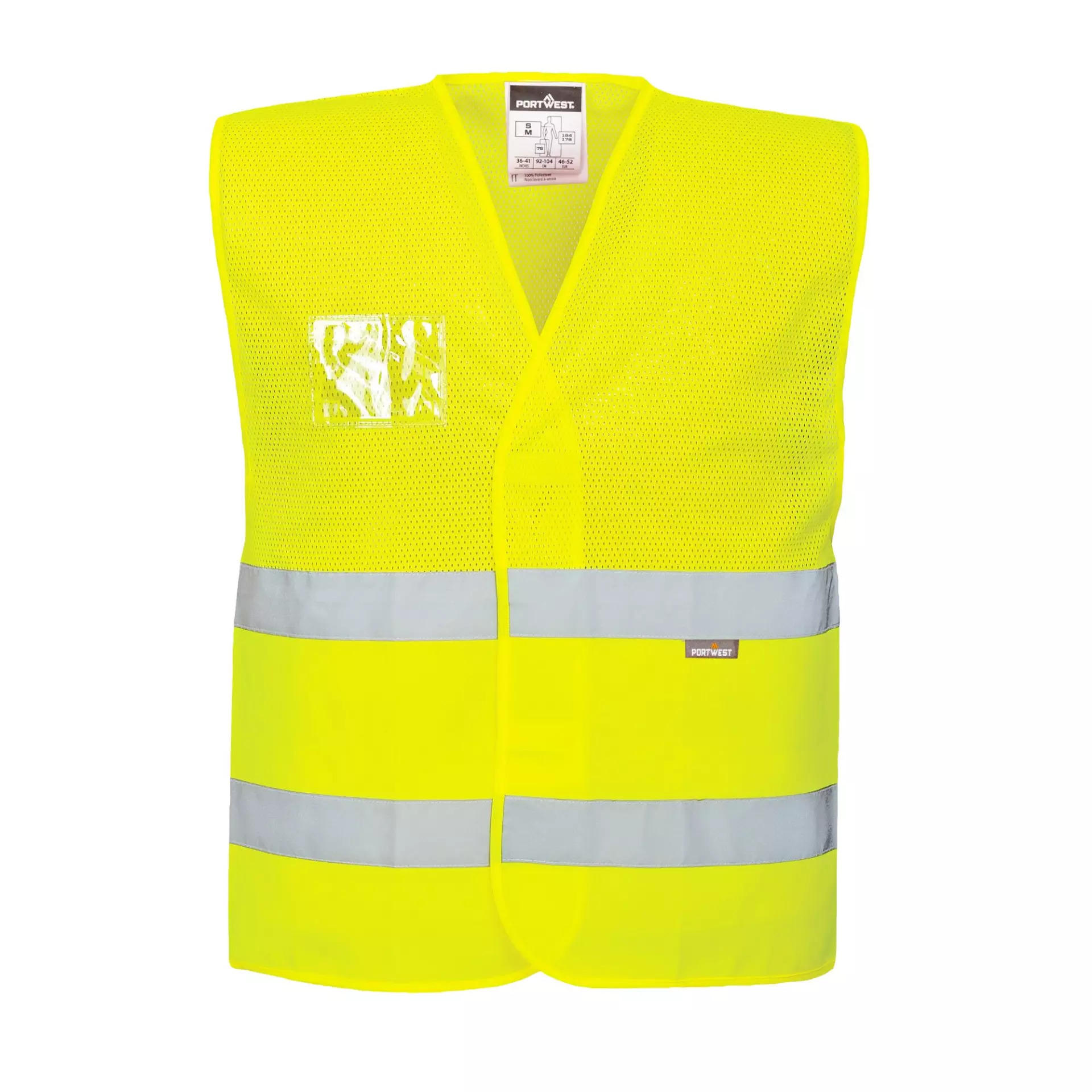 Portwest C494YER, Hi-Vis Half Mesh Two Band Vest, Yellow, image 1