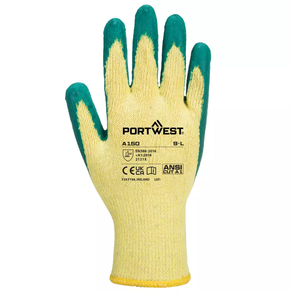 Portwest A150GNR, Classic Grip Glove - Latex, Green, image 1, gallery thumbnail