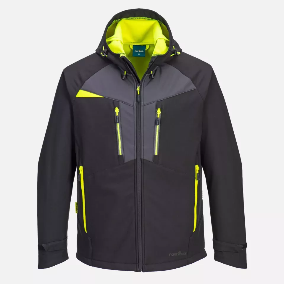 Portwest DX474BKR, DX4 Hooded Softshell (3L), Black, image 1, gallery thumbnail
