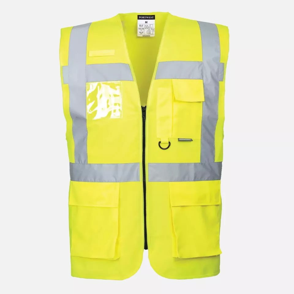 Portwest S476YER, Berlin Hi-Vis Executive Vest, Yellow, image 4, gallery thumbnail