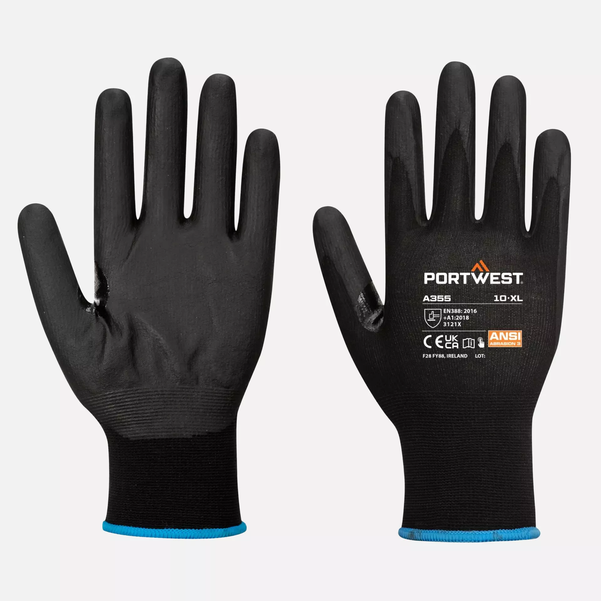 Portwest A355K8R, NPR15 Nitrile Foam Touchscreen Glove, Black, image 3