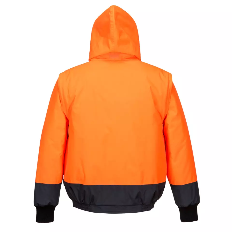 Portwest C464ONR, Hi-Vis 2-in-1 Contrast Essential Lite Bomber Jacket, Orange/Navy, image 3, gallery thumbnail